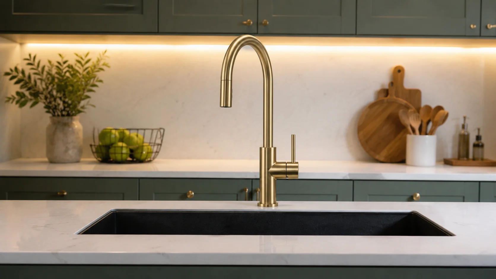 Grifo de cocina con caño de cuello alto