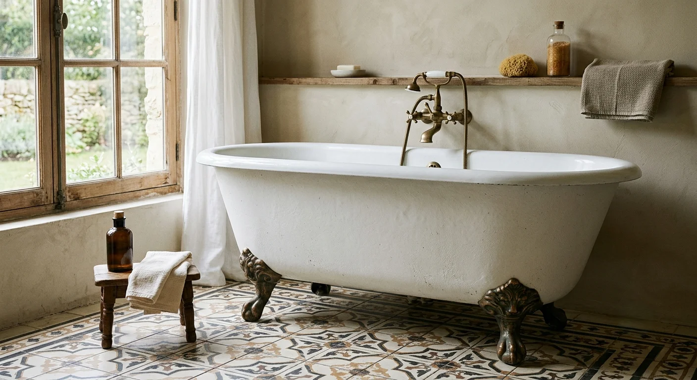 Bañera de hierro fundido liso blanco