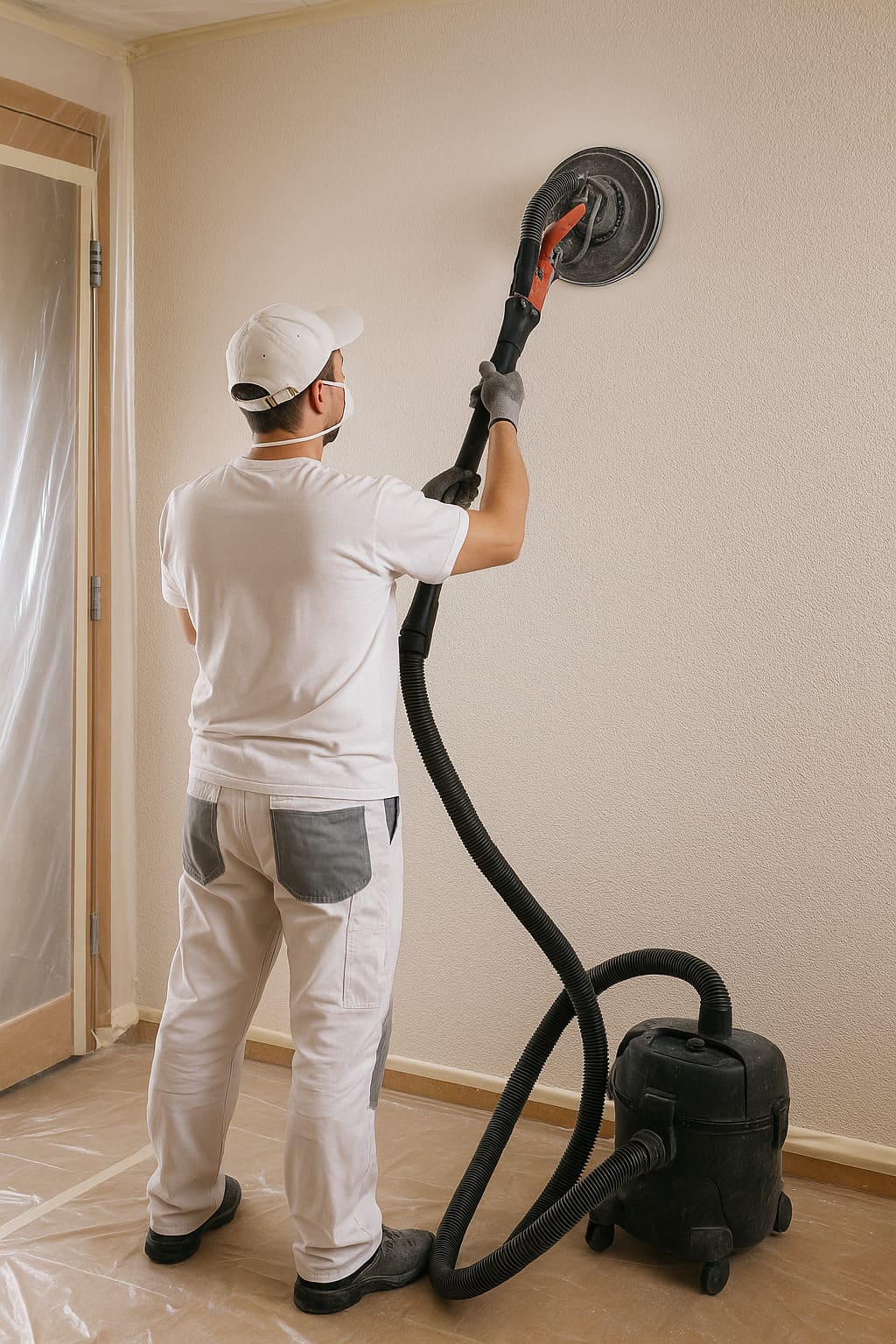 Método de lijado mecánico para quitar el gotelé de la pared