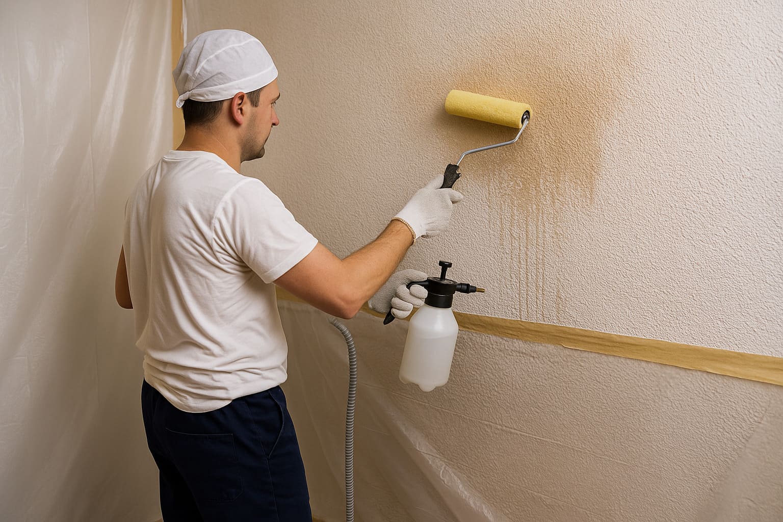 Método de reblandecimiento y raspado del gotelé en la pared