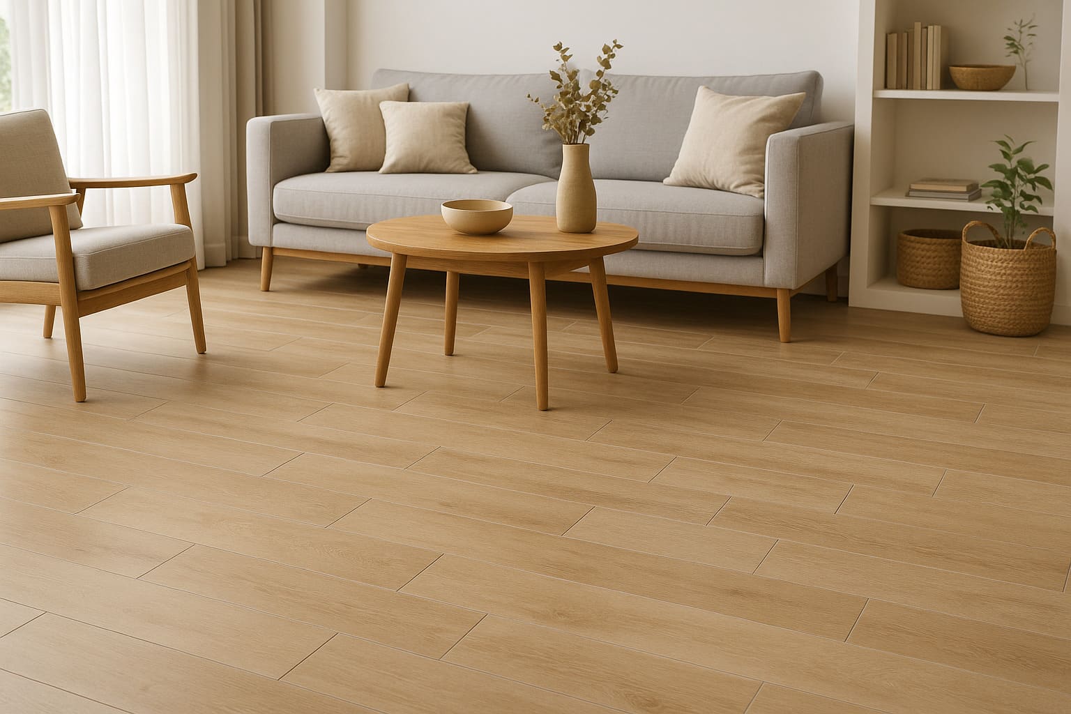 Gres porcelánico o imitación madera para reformas de salon