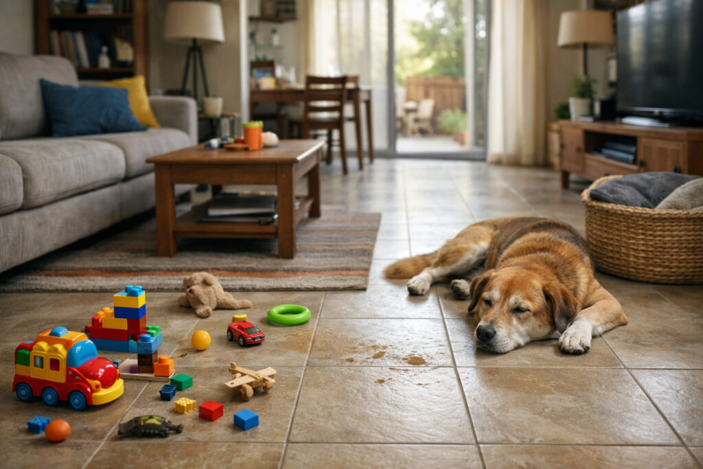 Mantenimiento real de suelos cerámicos en viviendas con niños o mascotas