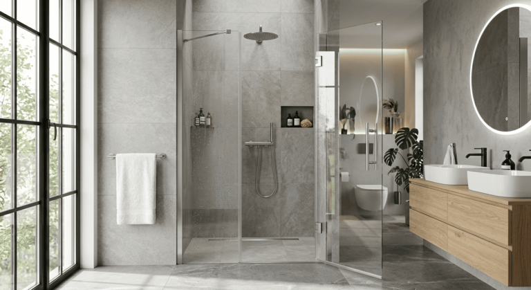 Mampara de baño abatible