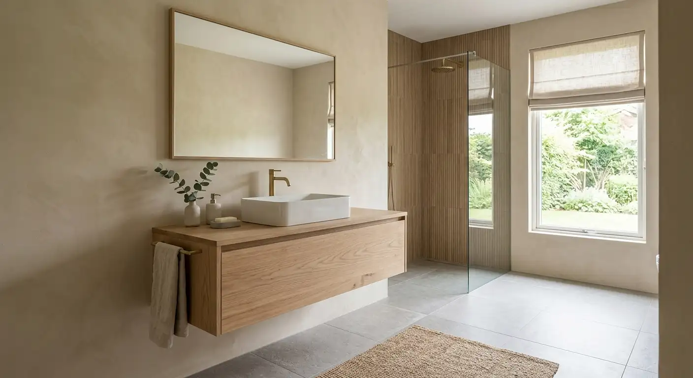 Baño reformado al estilo japandi