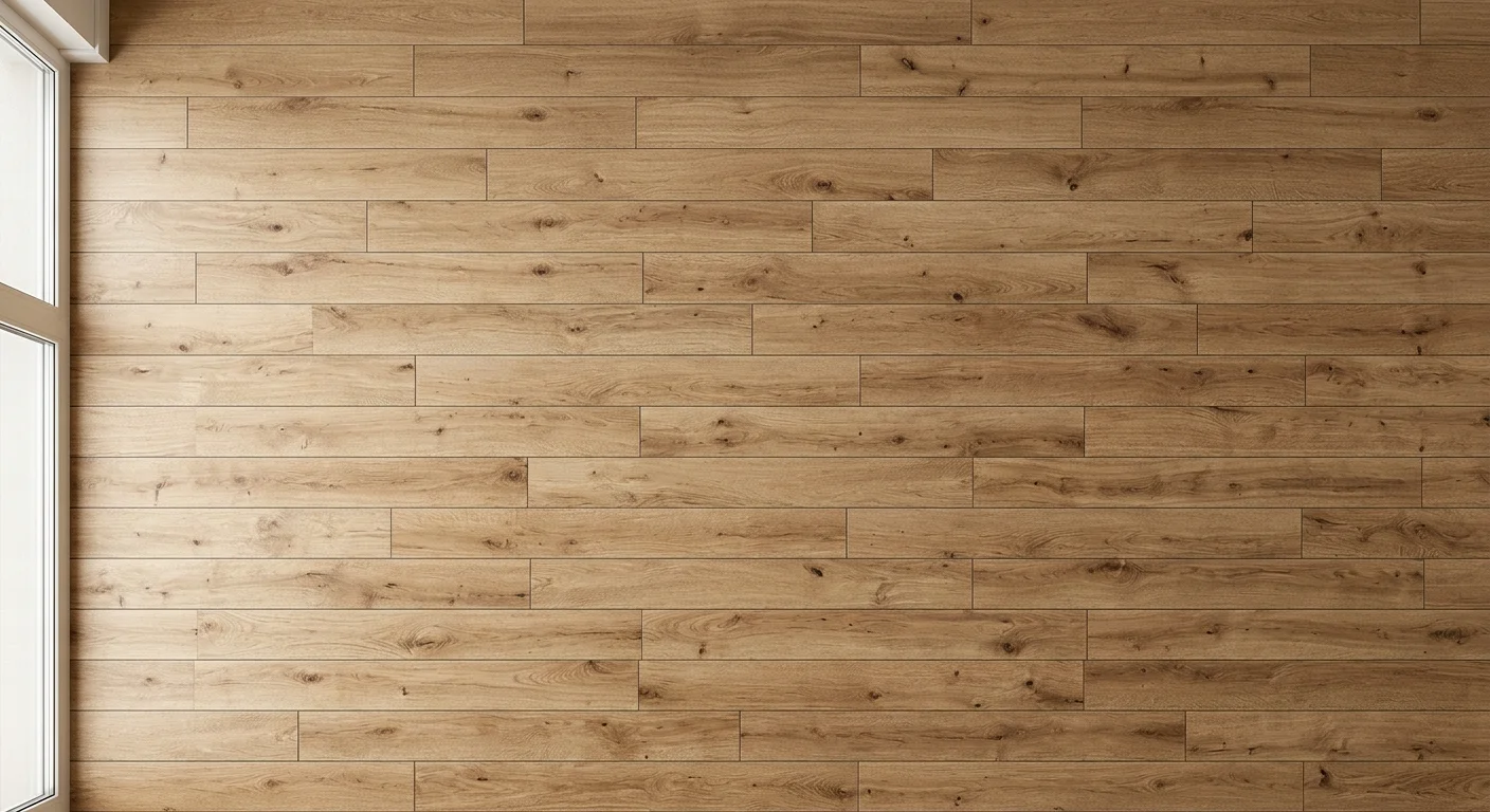 Suelo de porcelánico imitación madera colocado a matajunta con las filas desplazadas