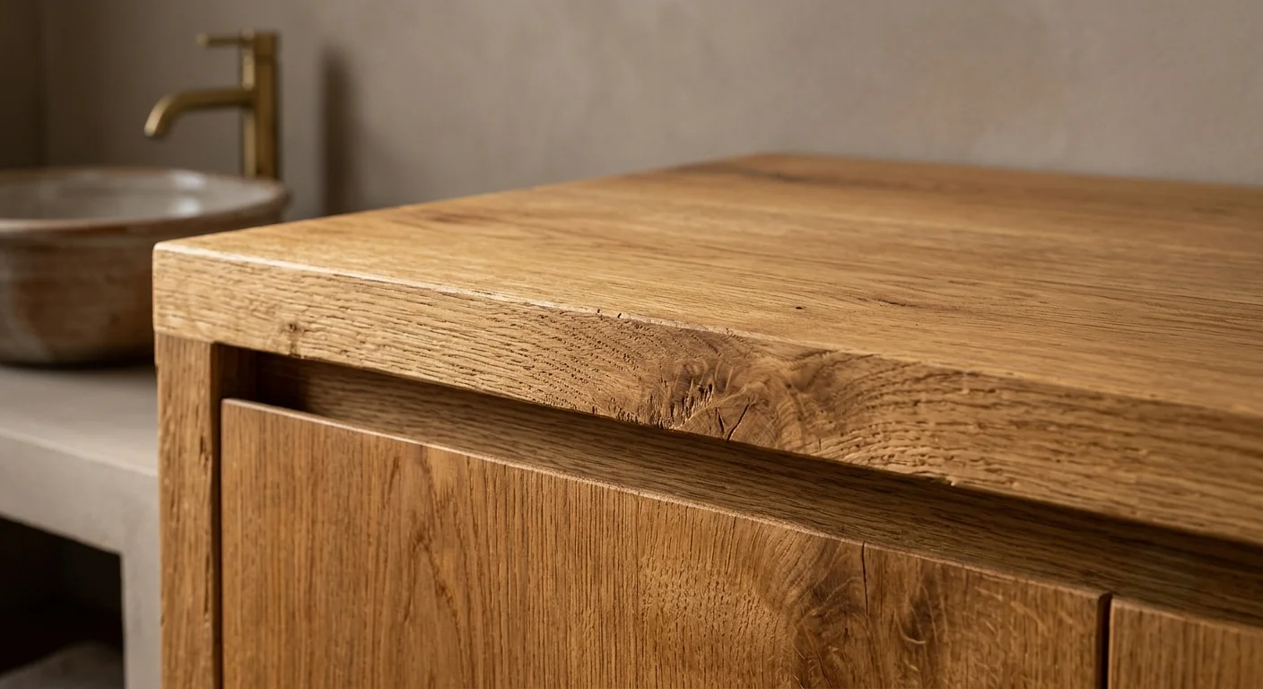 Mueble de baño de madera maciza de roble natural